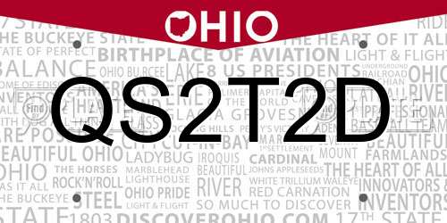 QS2T2D Ohio License Plate