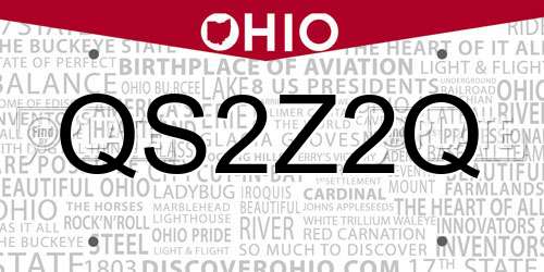 QS2Z2Q Ohio License Plate