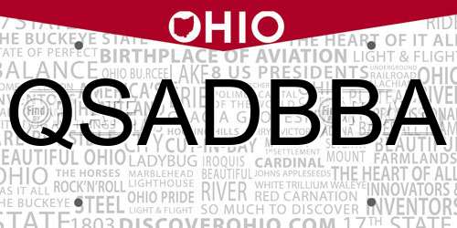 QSADBBA Ohio License Plate