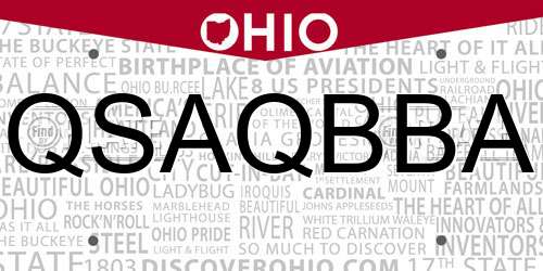 QSAQBBA Ohio License Plate