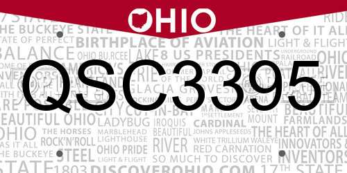 QSC3395 Ohio License Plate