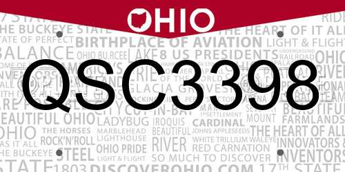 QSC3398 Ohio License Plate