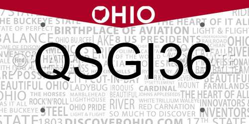 QSGI36 Ohio License Plate
