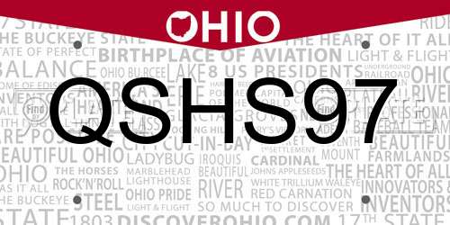 QSHS97 Ohio License Plate
