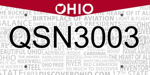 QSN3003 Ohio License Plate