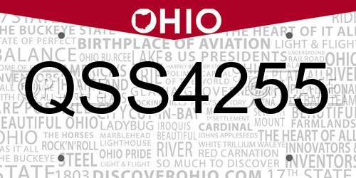 QSS4255 Ohio License Plate