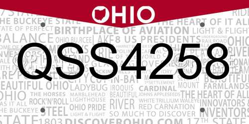 QSS4258 Ohio License Plate