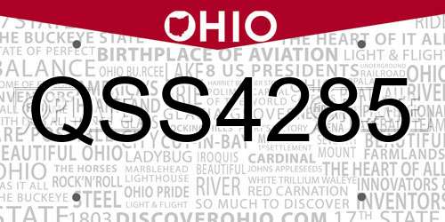 QSS4285 Ohio License Plate