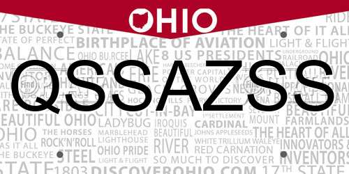 QSSAZSS Ohio License Plate
