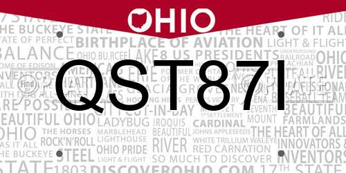 QST87I Ohio License Plate
