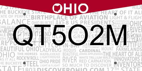 QT5O2M Ohio License Plate