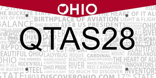 QTAS28 Ohio License Plate