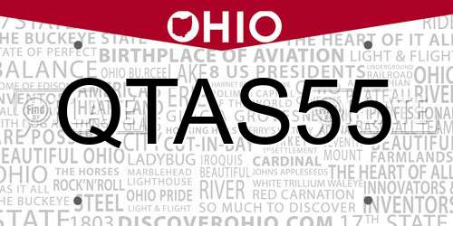 QTAS55 Ohio License Plate