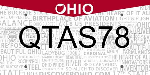 QTAS78 Ohio License Plate