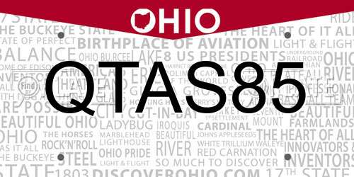 QTAS85 Ohio License Plate