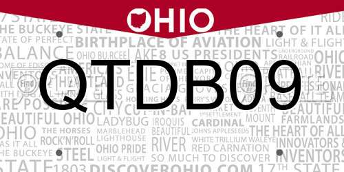 QTDB09 Ohio License Plate