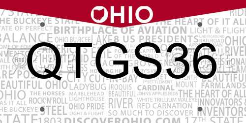 QTGS36 Ohio License Plate