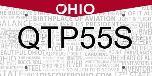 QTP55S Ohio License Plate