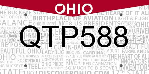 QTP588 Ohio License Plate