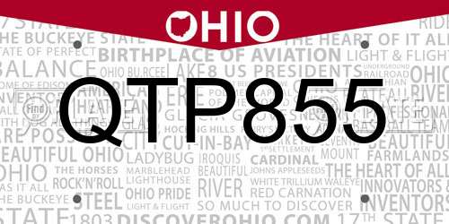QTP855 Ohio License Plate