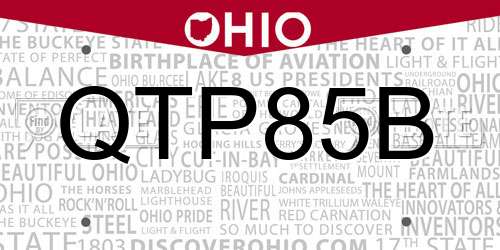 QTP85B Ohio License Plate