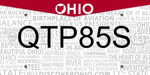 QTP85S Ohio License Plate