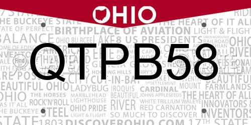 QTPB58 Ohio License Plate