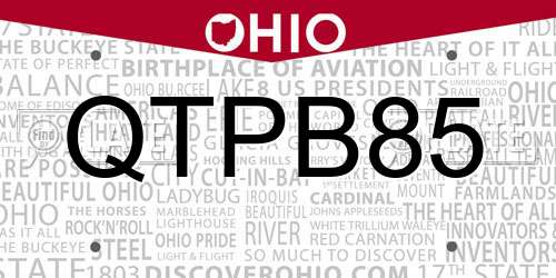 QTPB85 Ohio License Plate