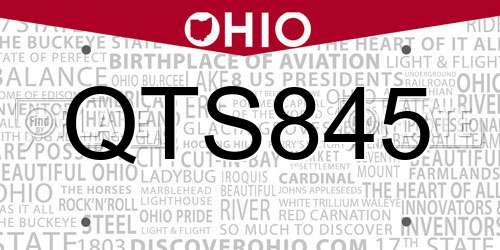 QTS845 Ohio License Plate