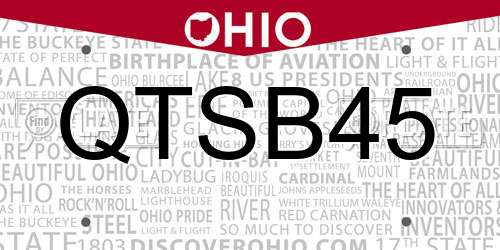 QTSB45 Ohio License Plate