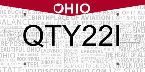 QTY22I Ohio License Plate