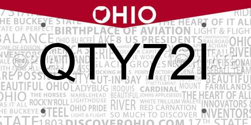 QTY72I Ohio License Plate