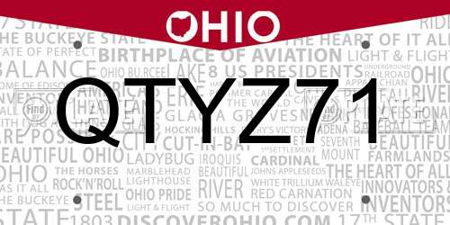 QTYZ71 Ohio License Plate