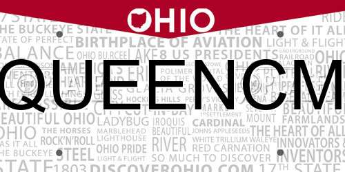 QUEENCM Ohio License Plate