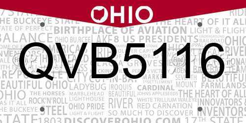 QVB5116 Ohio License Plate