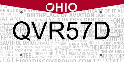 QVR57D Ohio License Plate