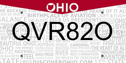 QVR82O Ohio License Plate