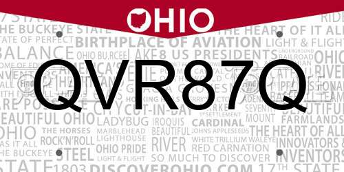 QVR87Q Ohio License Plate