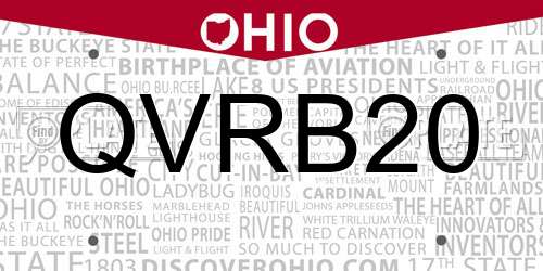 QVRB20 Ohio License Plate