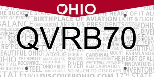 QVRB70 Ohio License Plate