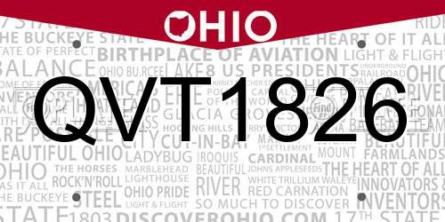QVT1826 Ohio License Plate