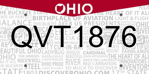QVT1876 Ohio License Plate