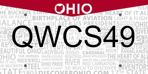 QWCS49 Ohio License Plate
