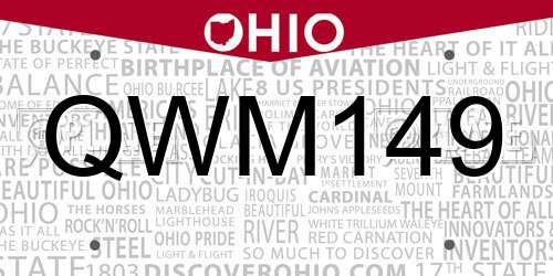 QWM149 Ohio License Plate