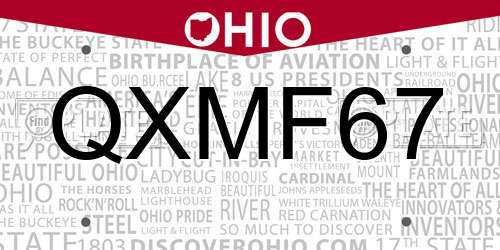 QXMF67 Ohio License Plate