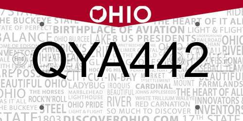 QYA442 Ohio License Plate