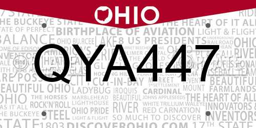 QYA447 Ohio License Plate