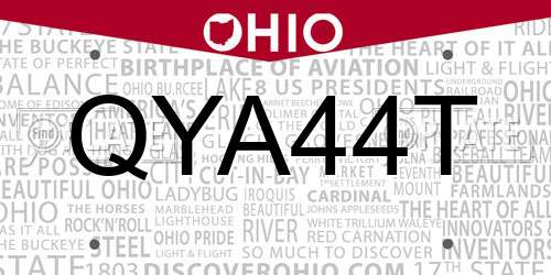 QYA44T Ohio License Plate
