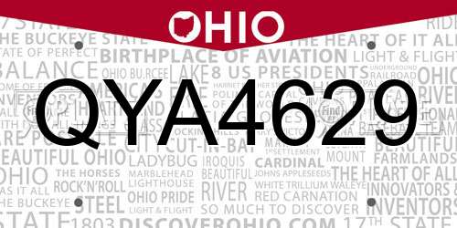 QYA4629 Ohio License Plate