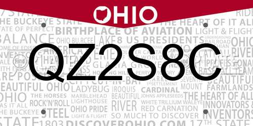 QZ2S8C Ohio License Plate